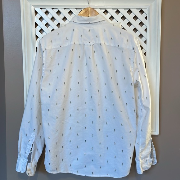 Hula girl American Eagle button down collared white long sleeve shirt medium - Picture 8 of 10